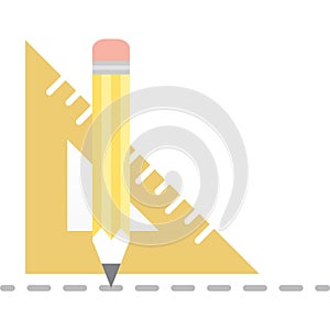 Pencil triangle icon flat vector measure tool