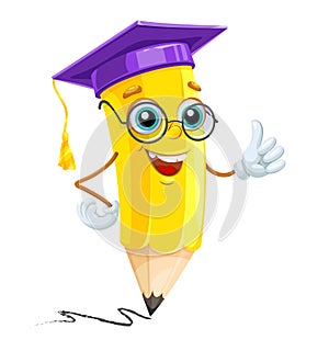 pencil wearing glasses and graduation cap