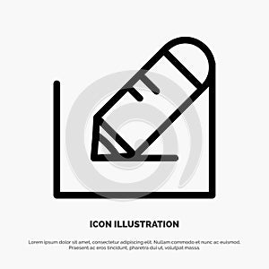Pencil, Write, Text, School Line Icon Vector