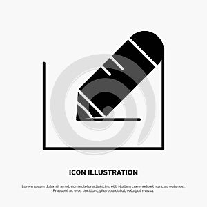 Pencil, Write, Text, School solid Glyph Icon vector