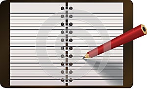 Pencil writing in diary vector