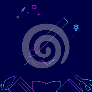 Pencil Writing Vector Line Icon, Illustration on a Dark Blue Background. Related Bottom Border
