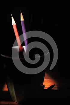 Pencils on black background,