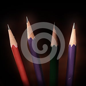 Pencils on black background,
