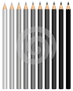 Pencils Charcoal Crayons Grayscale Black Set