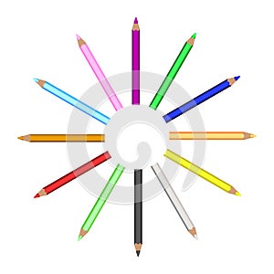 12 Pencils color, rotation in differnce degree