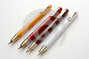 Pencils of different colors on white background Ai generative
