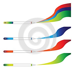 Pencils drawing rainbows