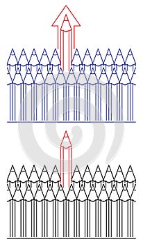 Pencils, leadership concept, vector