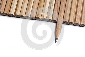 Pencils in line which one point in different direction