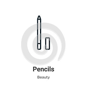 Pencils outline vector icon. Thin line black pencils icon, flat vector simple element illustration from editable beauty concept
