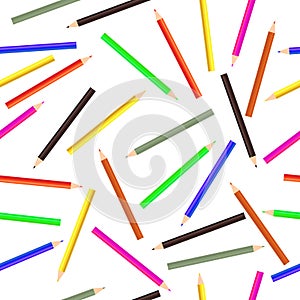 Pencils pattern seamless. Schools background. Wood pencils, stationery for drawing in school, education, kindergarten. Spectrum