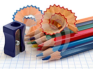 Pencils and pencil sharpener