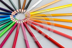 Pencils set in a circle rainbow