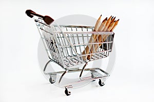 Pencils in shopping trolley