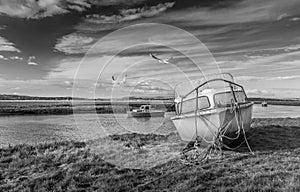 Penclawdd Welsh: Pen-clawdd Boats On Loughor Estuary