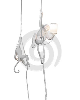 Pendant decorative lamps with monkey isolated on white background