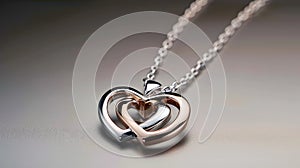 Pendant necklace two hearts entwined together