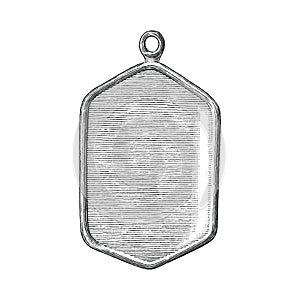 Pendant soldier hand draw vintage style black and white clip art isolated on white background