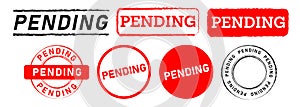 pending rectangle and circle stamp label sticker design element sign delay business