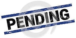 PENDING text on black-blue rectangle stamp sign