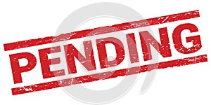 PENDING text on red rectangle stamp sign