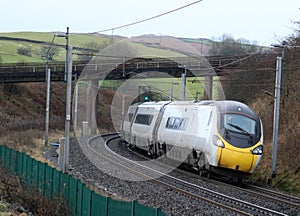 Pendolino electric train on West Coast Main Line