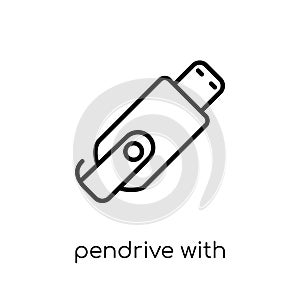 Pendrive with Cover icon. Trendy modern flat linear vector Pendrive with Cover icon on white background from thin line hardware c