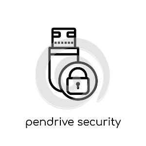 Pendrive security icon. Trendy modern flat linear vector Pendriv