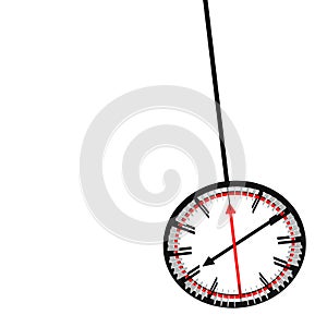 Pendulum with clock face with long arrows. 3D rendering