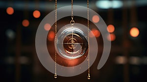 Pendulum used for hypnotism and readings swinging on a blurred background