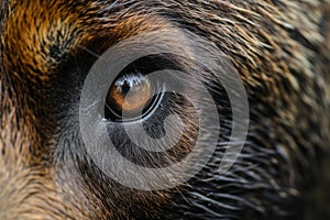 Penetrating Bear eye closeup macro. Generate Ai photo