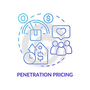 Penetration pricing blue gradient concept icon