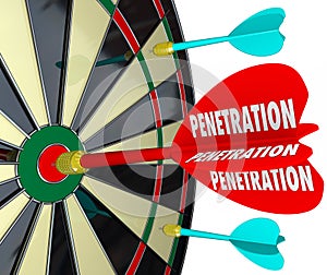 Penetration Word on 3d Red Dart Board Infiltrate Espionage photo