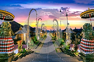 Penglipuran village is a traditional oldest Bali village at sunset in Bali, Indonesia