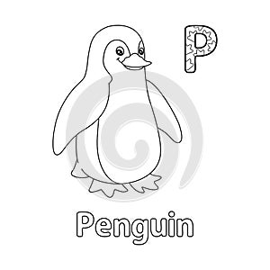 Penguin Alphabet ABC Coloring Page P