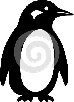 Penguin - black and white vector illustration