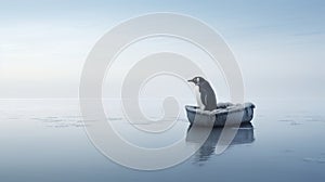 Penguin On Boat A Captivating Image Of Nature\'s Harmony