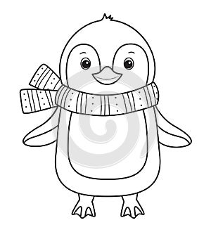 Penguin for coloring book.Line art design for kids coloring page