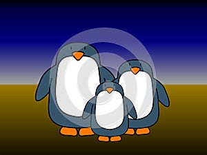 Penguin couple 1 child