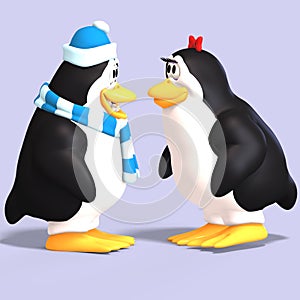 Penguin couple in love