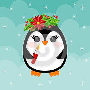 Penguin. Cute penguin, merry christmas greetings animals 2