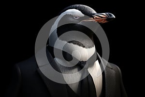 Tučniak oblečený v klasický oblek. generovať 