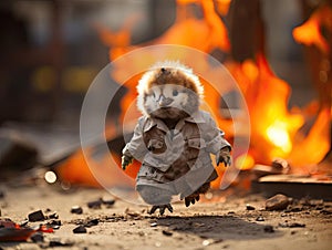 Penguin firefighter tackling tiny blaze with Pentax KP