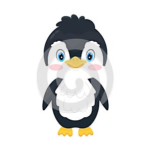 Penguin in flat style. Cute penguin icon. Symbol of cold winter. Antarctic bird, animal illustration.