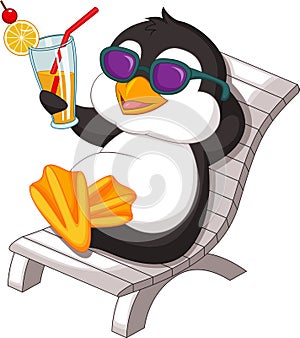 Penguin is getting sunbath