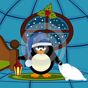 Penguin goes to sleep