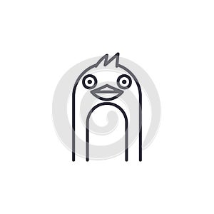 Penguin head vector line icon, sign, illustration on background, editable strokes