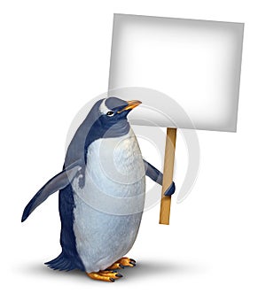 Penguin Holding Sign