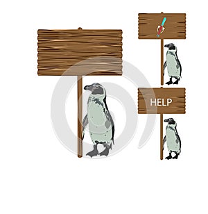 Penguin holding a sign